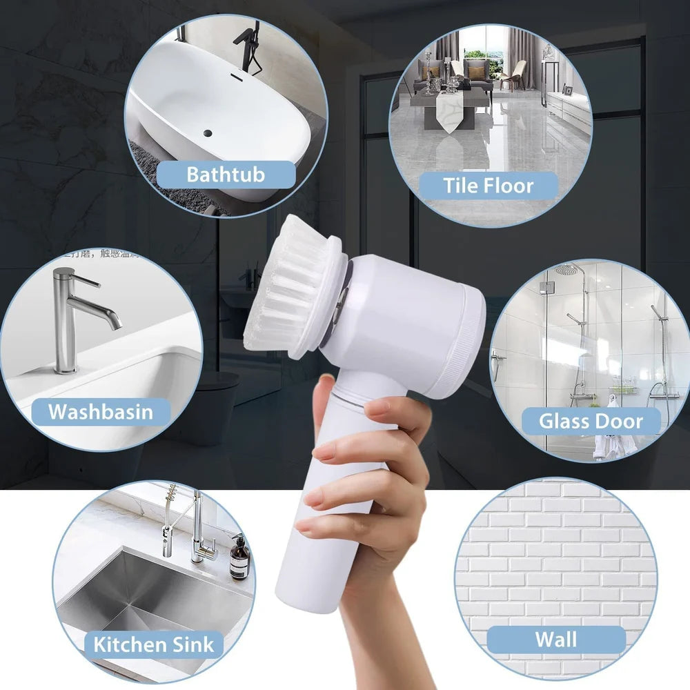 TurboSpin 5-in-1 Power Cleaning Brush – Cordless Power Scrubber for Kitchen, Bathroom & Tiles