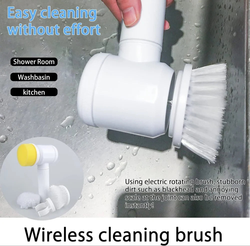TurboSpin 5-in-1 Power Cleaning Brush – Cordless Power Scrubber for Kitchen, Bathroom & Tiles