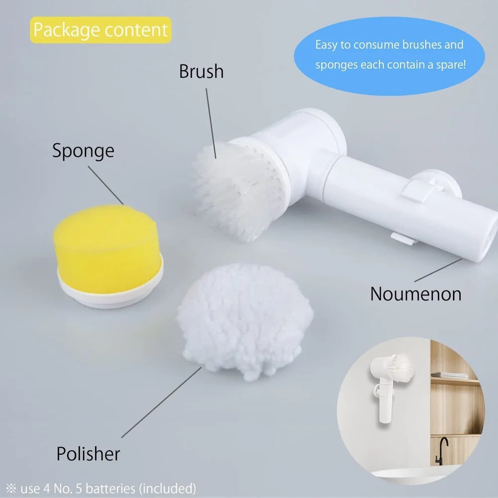 TurboSpin 5-in-1 Power Cleaning Brush – Cordless Power Scrubber for Kitchen, Bathroom & Tiles